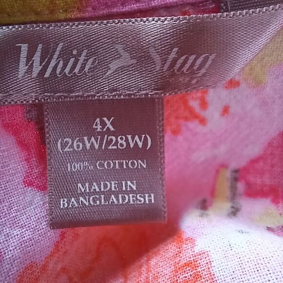 WHITE STAG Floral Shirt Button Down Short Sleeve Hawaiian Print Plus Size 4X - Picture 8 of 12